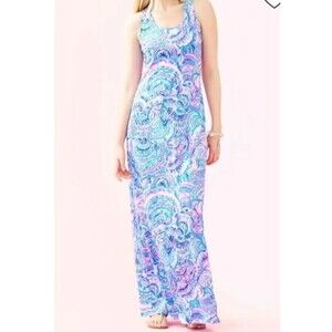 LILLY PULITZER Treena Maxi Dress All Together Now XS Pima Cotton Racerback